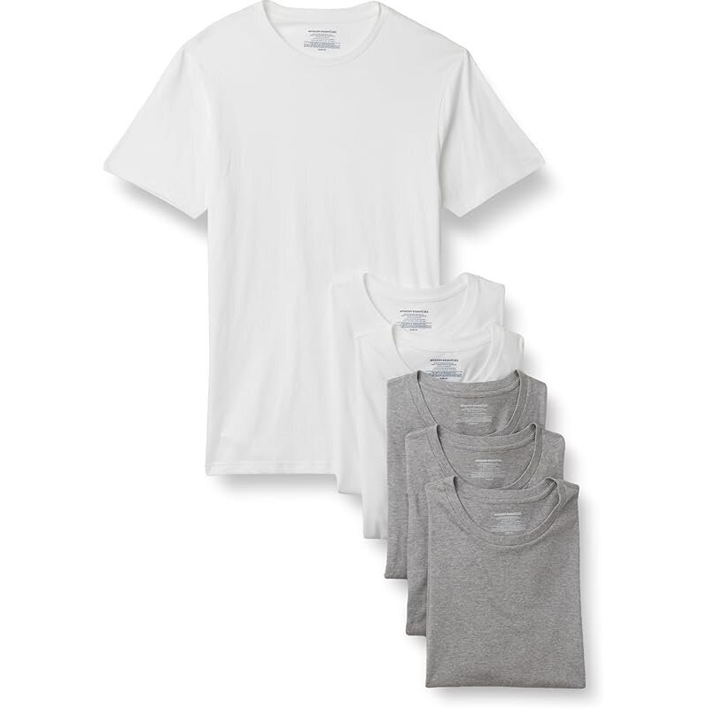 6pk Amazon Essentials Men's Slim Fit Cotton Crew Neck Undershirts - Perfect for Everyday Wear