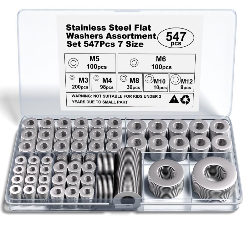 547-Piece Stainless Steel Flat Washer Set - High-Quality Fastening Solution
