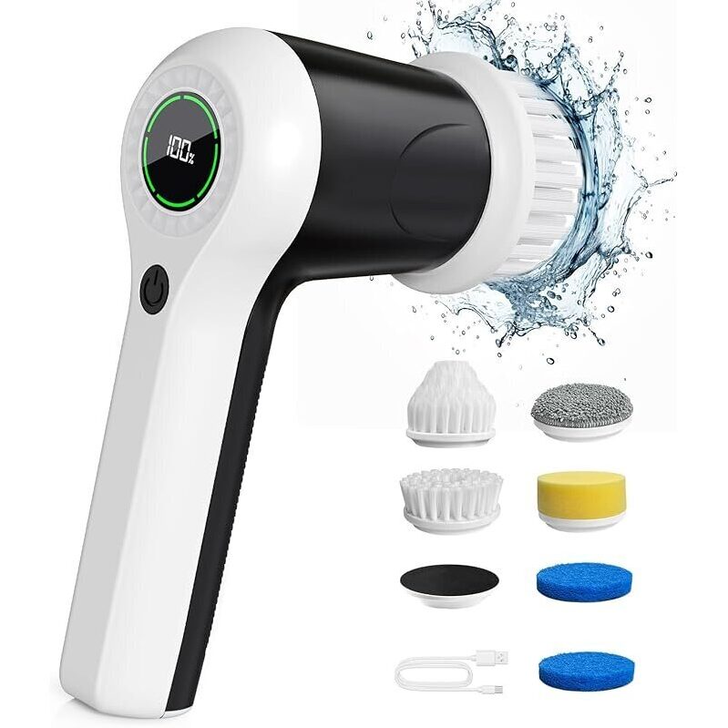 Powerful Electric Spin Scrubber with 6 Replaceable Heads