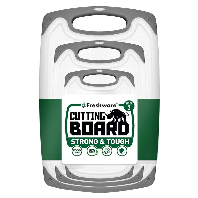 Set of 3 Freshware Cutting Boards - Durable and Dishwasher Safe
