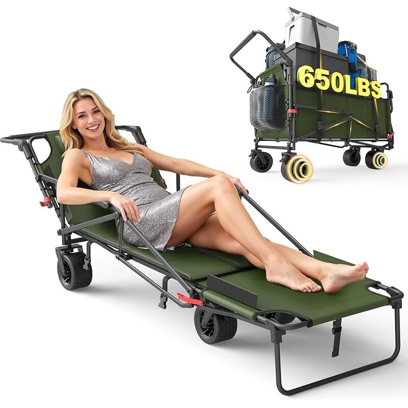Leveleve Heavy Duty Folding Wagon & Beach Chair Combo - Ultimate Outdoor Companion