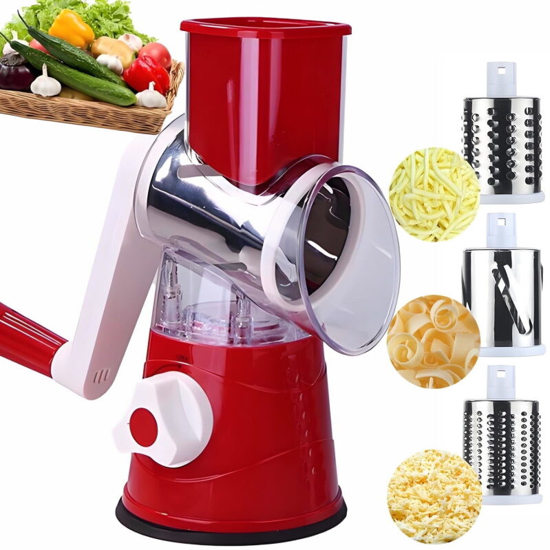 3-in-1 Rotary Cheese Grater Shredder Food Slicer - Multi-Function Mandoline Slicer