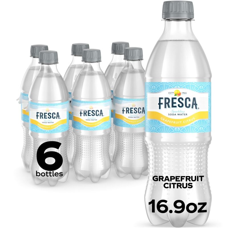 6-Pack Fresca Grapefruit Citrus Sparkling Soda Water Bottles - Refreshing Citrus Flavor