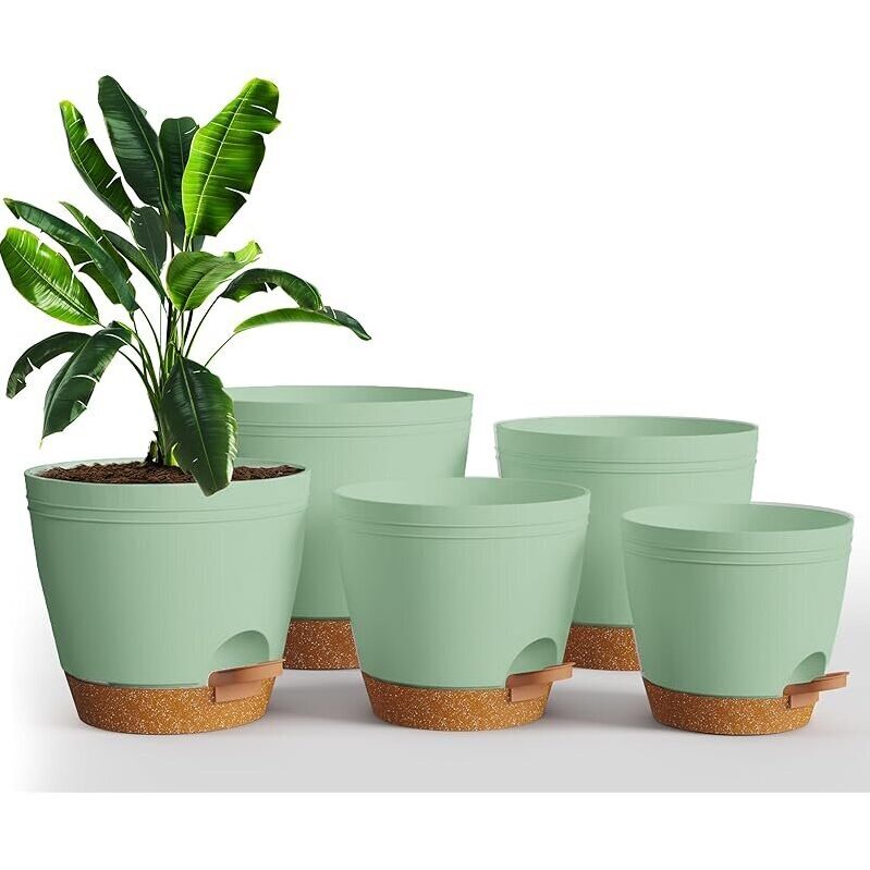 5-Pack Self-Watering Pots - Effortless Plant Care