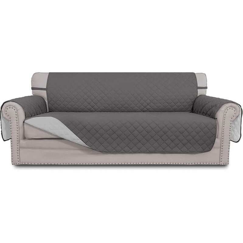 Reversible Couch Cover with Foam Sticks and Elastic Straps