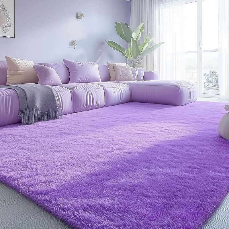 Luxurious Machine Washable Purple Area Rug