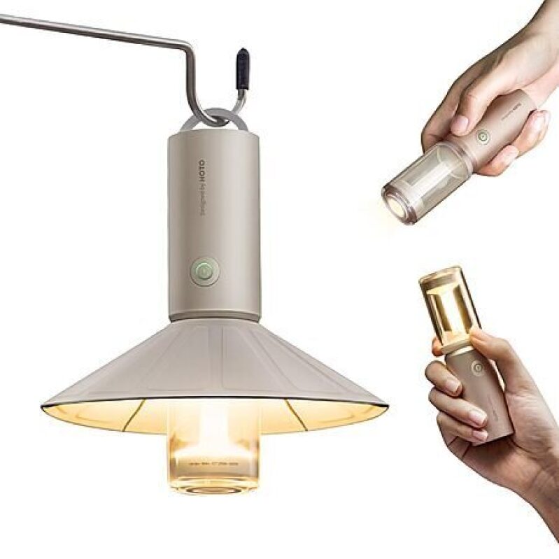 3-in-1 Rechargeable LED Outdoor Camping Flashlight, Lamp, and Lantern with Hook - HOTO