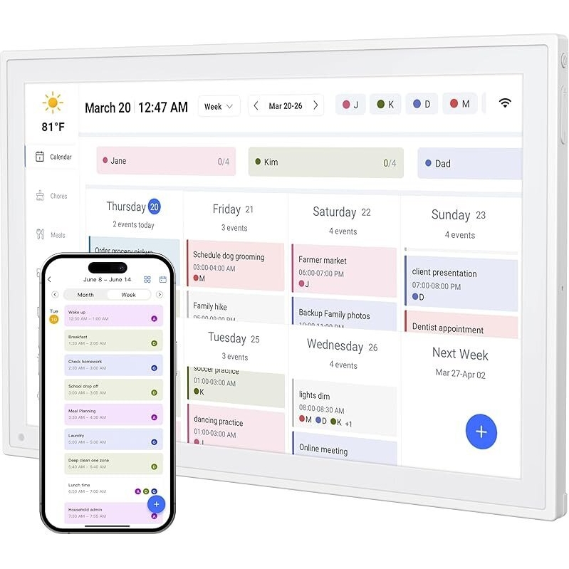 YPI 10.1-inch Touch Screen Smart WiFi Digital Calendar & Chore Chart