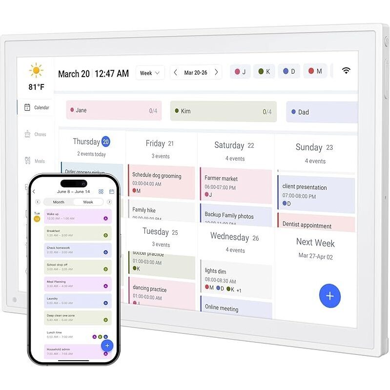 YPI 10.1-inch Touch Screen Smart WiFi Digital Calendar & Chore Chart