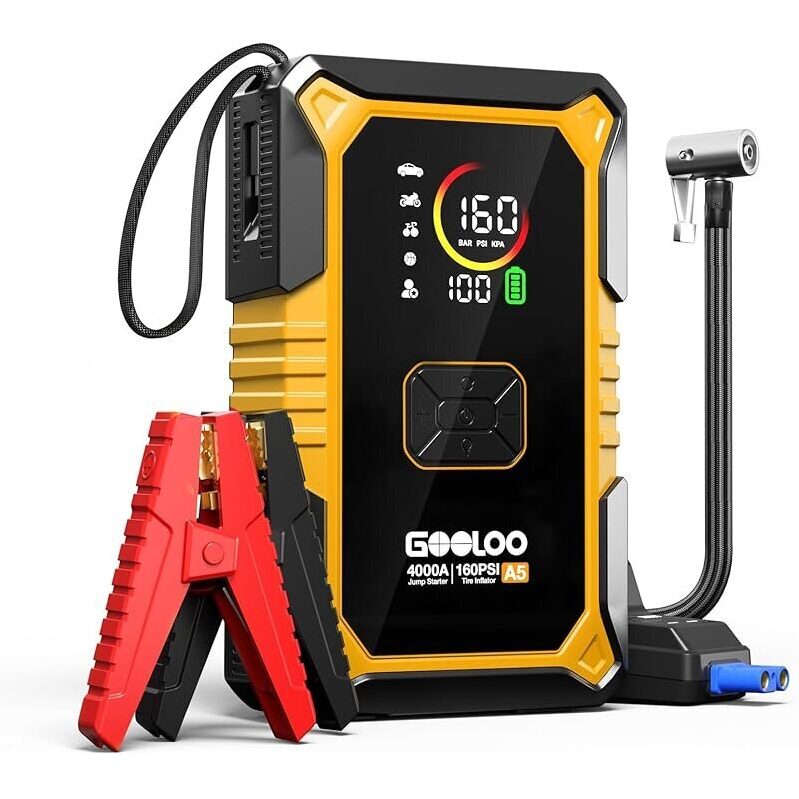 Gooloo A5 4000A Car Jump Starter with 160PSI Air Compressor