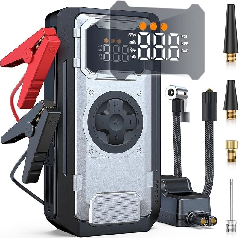 Powerful Portable Car Jump Starter with Air Compressor - Reliable and Compact