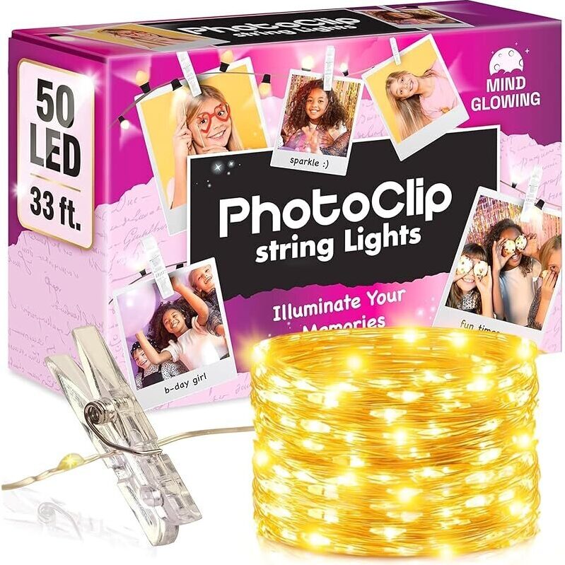 Enhance Your Space with 50-LED 16.4ft Photo Clip String Lights