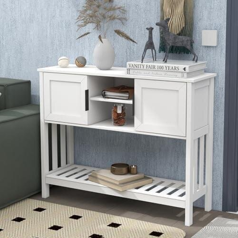 Affordable and Stylish White Console Table with Storage - Perfect for Modern Homes