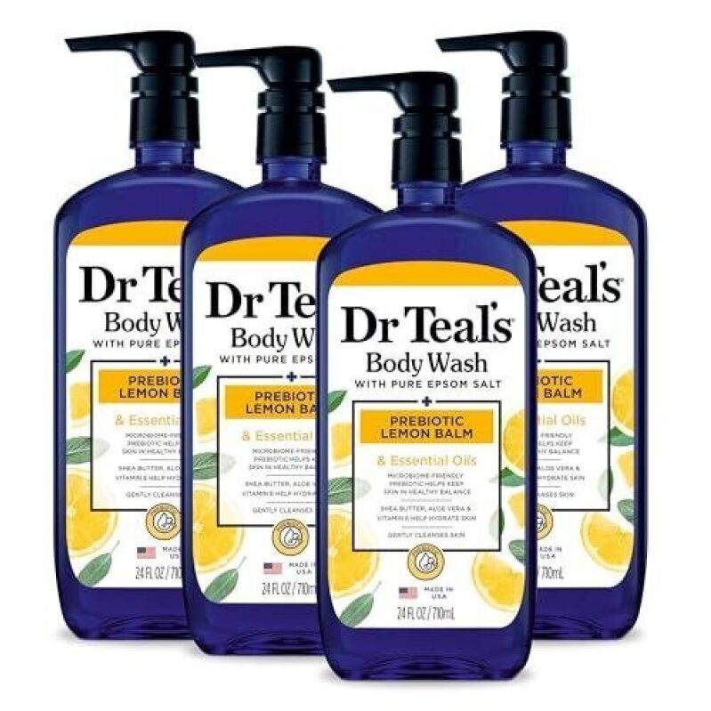 Dr Teal's Body Wash with Pure Epsom Salt - Prebiotic Lemon Balm & Essential Oils
