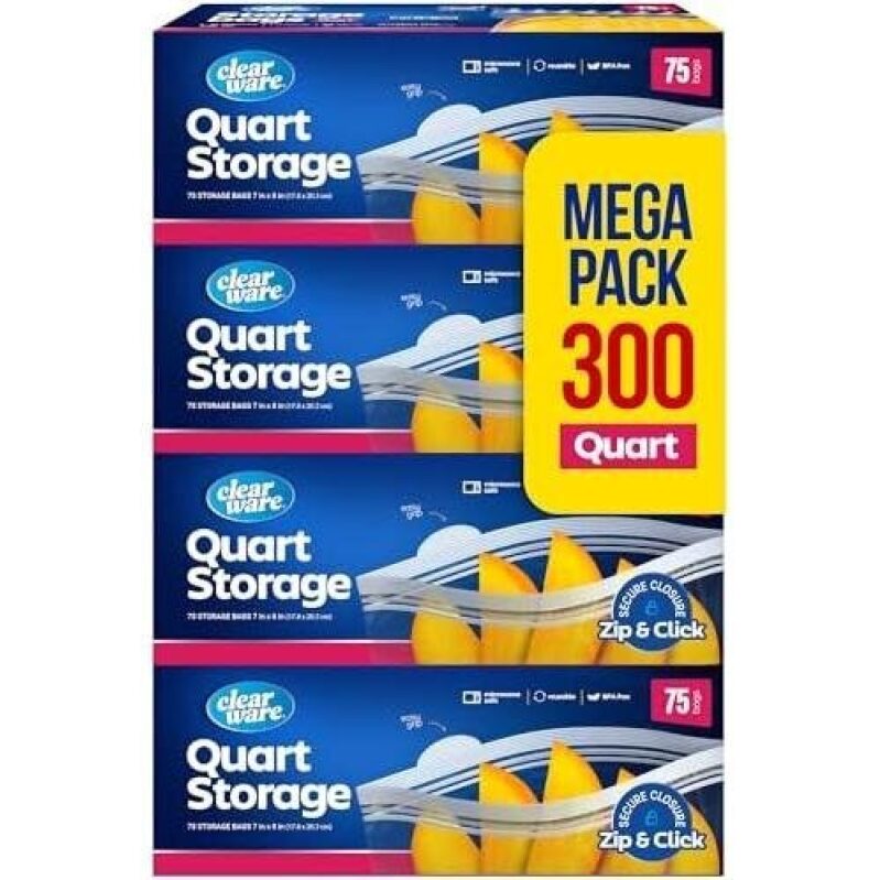 Heavy-Duty Microwave-Safe Zip Lock Bags - 50% Discounted, 300 Count Mega Pack