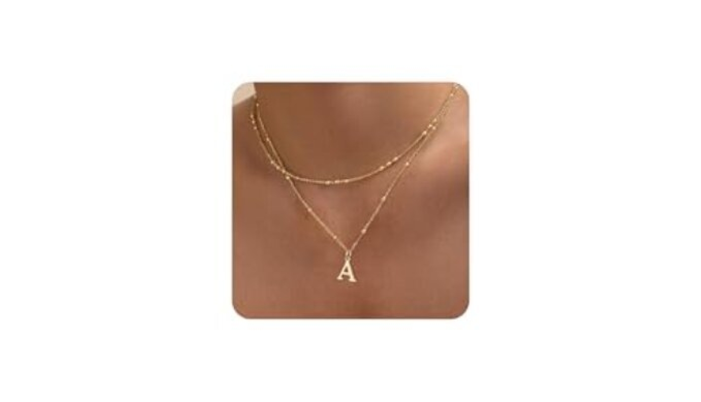 Dainty 14K Gold Plated Layered Initial Necklace for Women - Personalized Gift