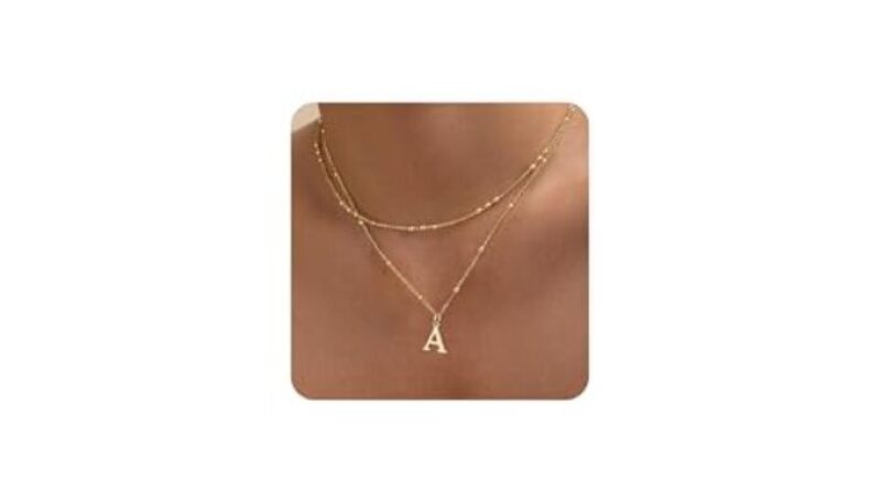 Dainty 14K Gold Plated Layered Initial Necklace for Women - Personalized Gift