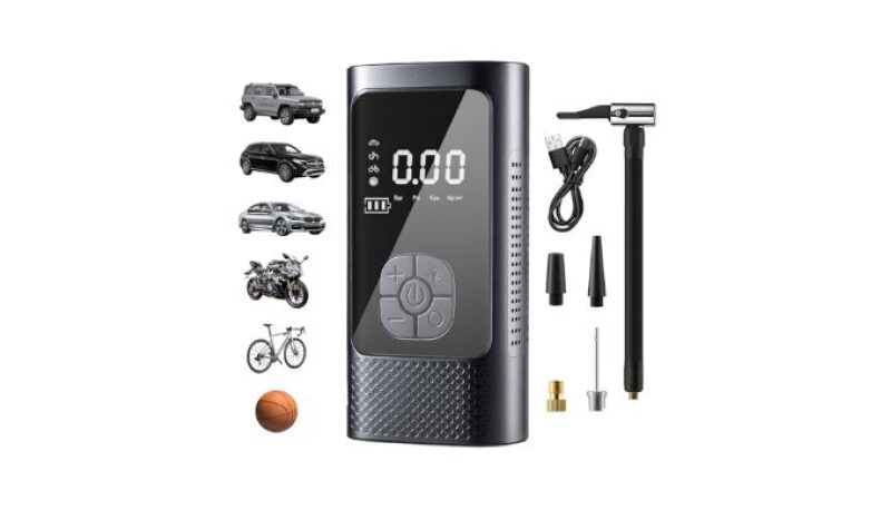 DURASHUN Cordless Tire Inflator - Portable Air Pump for Car, Motorcycle, and Sports