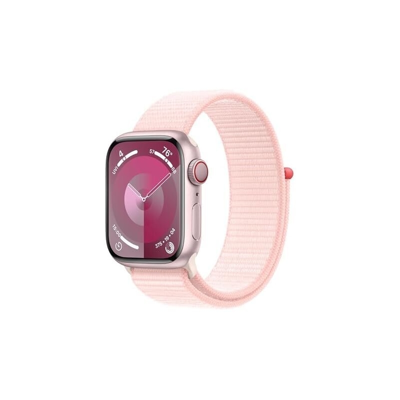 Apple Watch Series 9 GPS + Cellular 41mm Smartwatch - Pink Aluminum Case with Pink Sport Loop