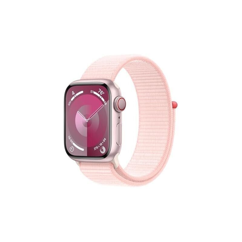Apple Watch Series 9 GPS + Cellular 41mm Smartwatch - Pink Aluminum Case with Pink Sport Loop
