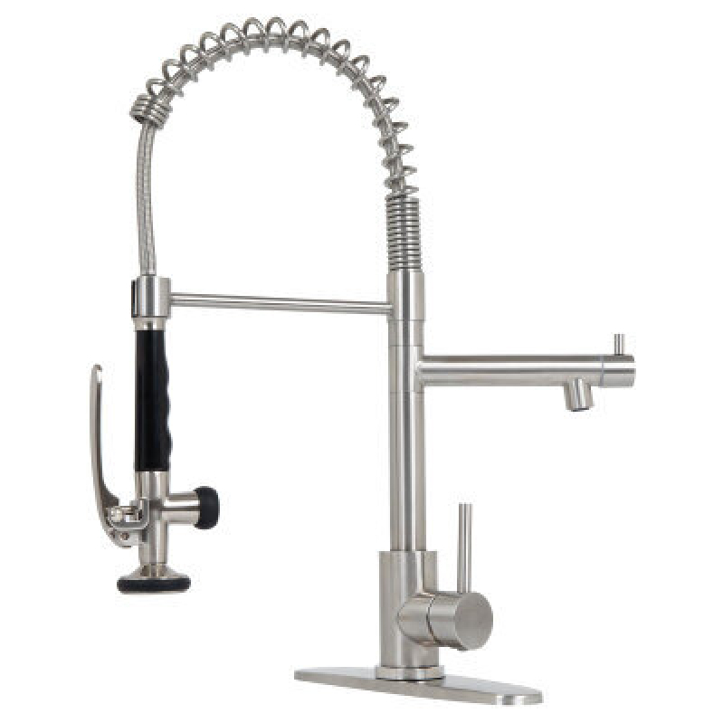 Sleek Stainless Steel Kitchen Faucet with Pull-Down Sprayer