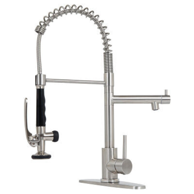 Sleek Stainless Steel Kitchen Faucet with Pull-Down Sprayer