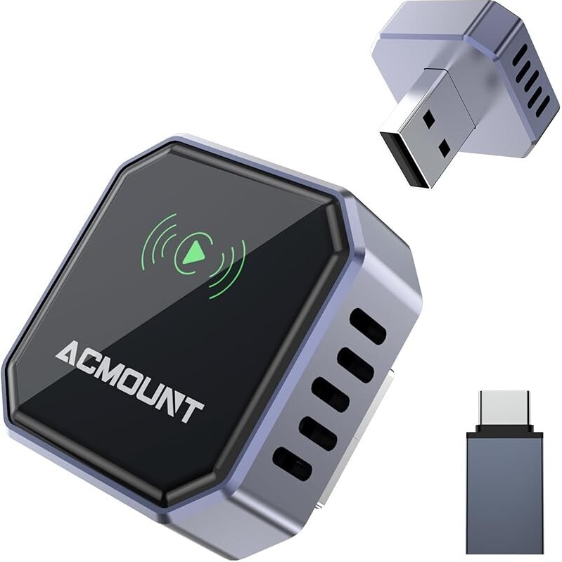 Acmount 2-in-1 USB-A Wireless CarPlay Adapter with Android Auto