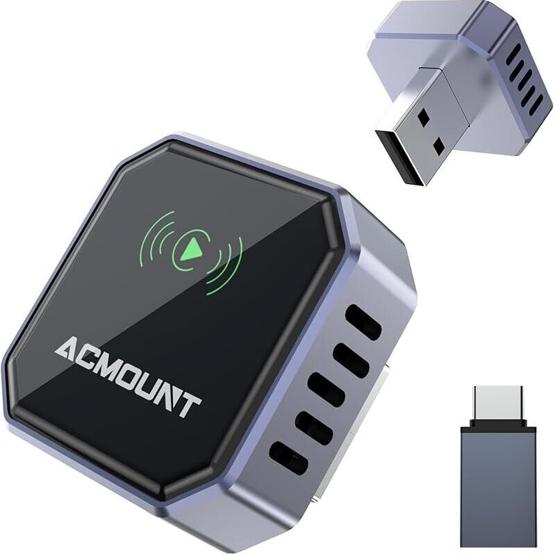 Acmount 2-in-1 USB-A Wireless CarPlay Adapter with Android Auto