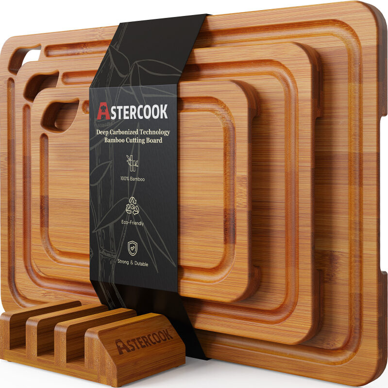 Astercook 4-Pieces Wood Cutting Board Set - Perfect for Every Kitchen Task