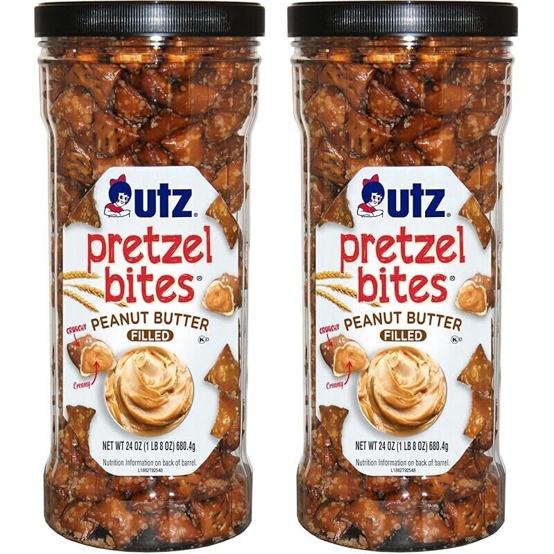 Utz Peanut Butter Pretzel Bites - 24oz Canister (2-Pack)