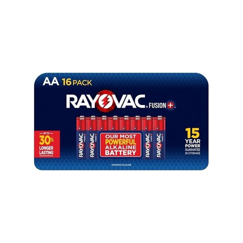 16-Pack Rayovac AA Fusion Premium Alkaline Batteries - Reliable Power for All Devices
