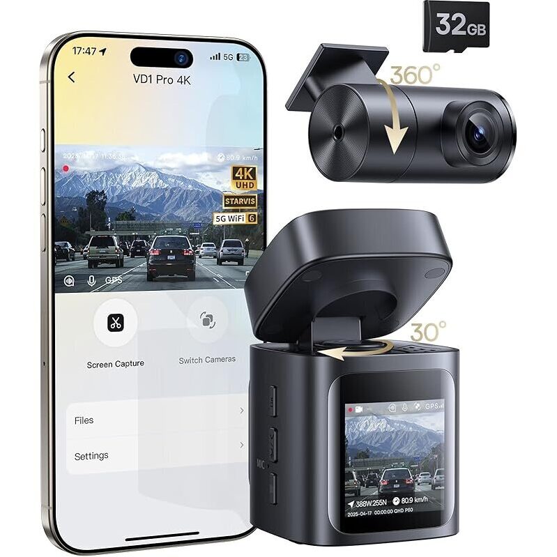 Baseus VD1 Pro Dash Camera: Front & Rear 4K+1080P Recording