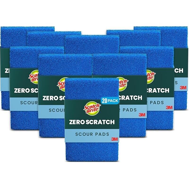 20-Pack Scotch-Brite Zero Scratch Scouring Pads - Durable & Scratch-Free Cleaning
