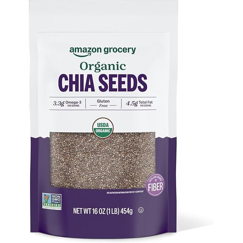 Buy Organic Chia Seeds 16oz - Gluten-Free, High Fiber, Omega-3