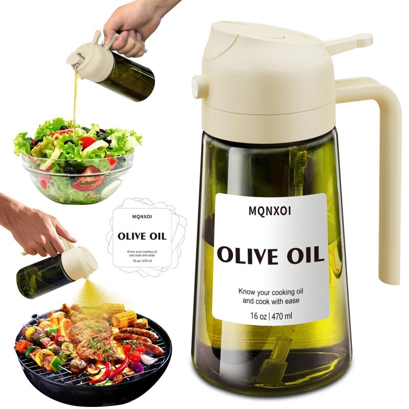 Versatile 2-in-1 Glass Oil Sprayer/Dispenser for Olive Oil