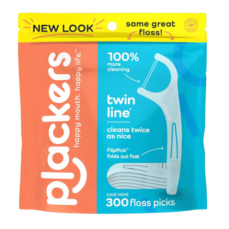 Plackers Double Line Mint Flavor Dental Floss Picks - 300 Count