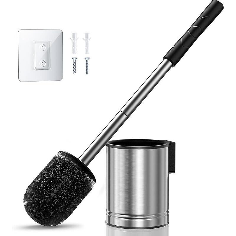 Space-Saving HAMITOR Toilet Bowl Brush Set with Hidden Holder