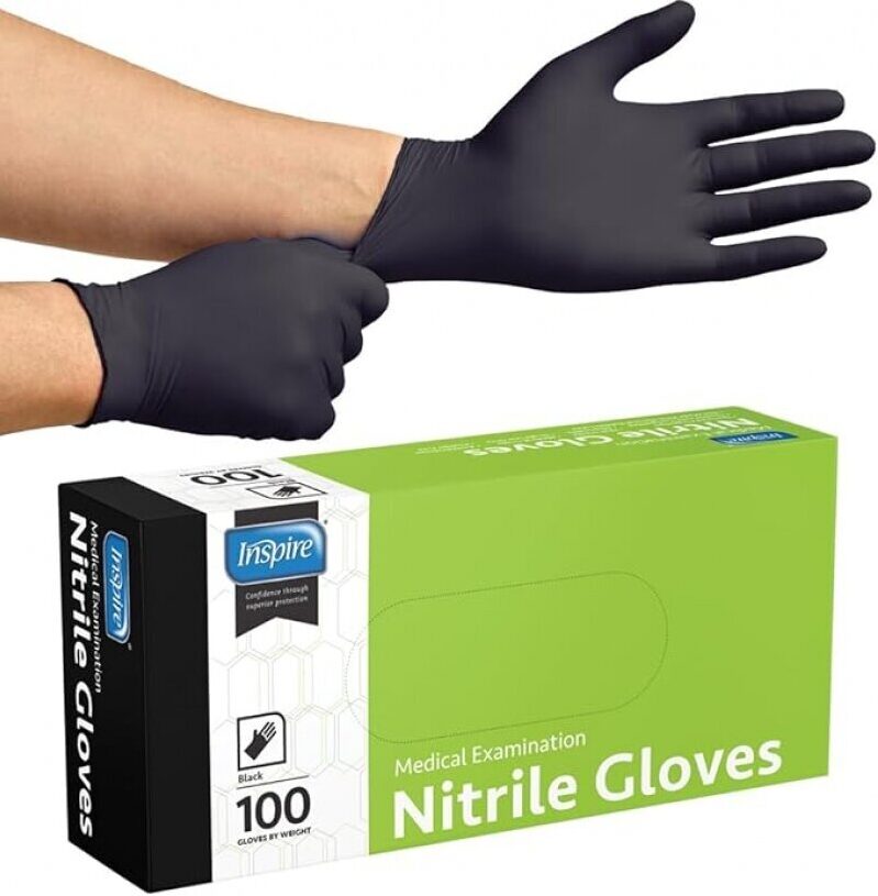 Inspire Black Nitrile Disposable Gloves - Premium Quality, Affordable