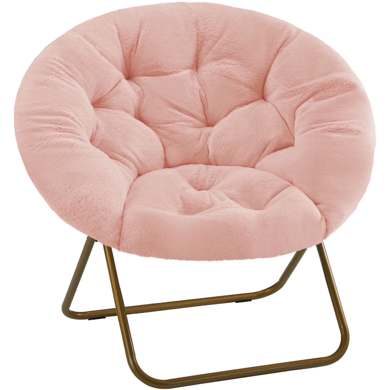EDX Pink Faux Fur Folding Chair - Ultimate Comfort
