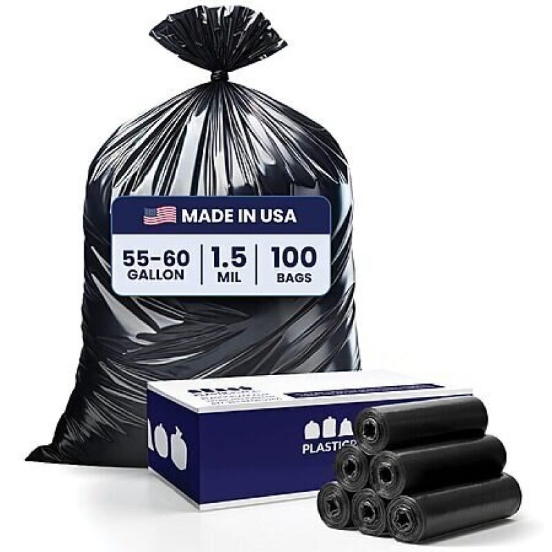 100-Count Plasticplace 55 Gal. to 60 Gal. Black Trash Bags - $29.25 w/s&s + Free Shipping w/ Prime or on $35+