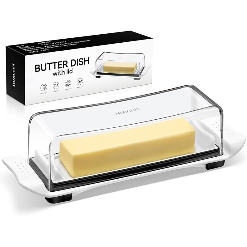 MORGLES Airtight Butter Dish with Lid - Freshness Preserved