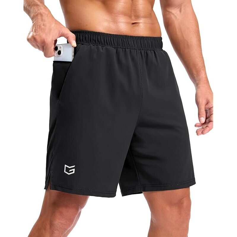G Gradual Mens Workout Gym Shorts with 2 Zipper Pockets - Lightweight & Quick-Dry