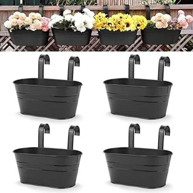 4-Pack Black Wall-Mounted Flower Pots - 50% Discount