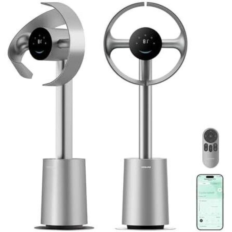 Smart Leafless 59ft/sec 10-Speed Tower Fan - Perfect for Whole-House Circulation, 48% Off