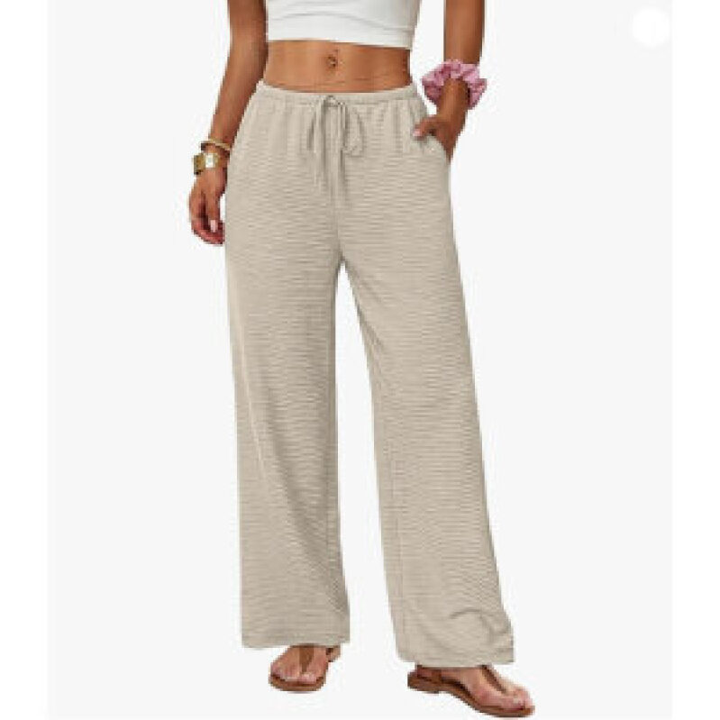 Trendy Beige Wide-Leg Pants for Women - Perfect for Summer