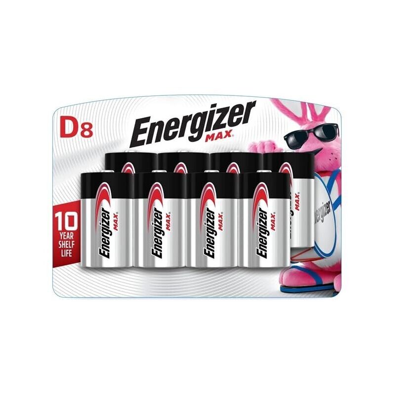 Energizer MAX D Alkaline Batteries 8-Pack - Reliable Power for High-Drain Devices