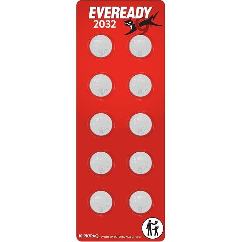 Eveready 2032 3V Lithium Coin Batteries - 10 Pack