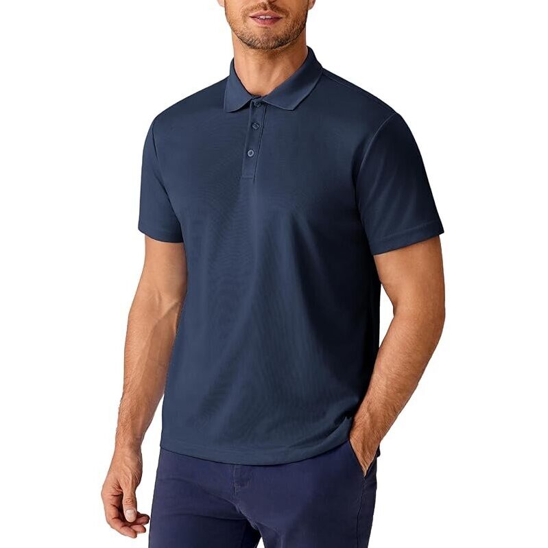 Pinspark Men's Short Sleeve Performance Quick Dry Golf Polo Shirt - Cool & Crisp