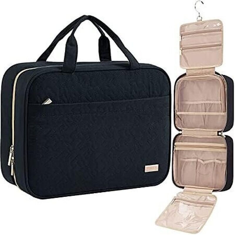 NISHEL Travel Toiletry Bag for Women, Large Size, Black - $9.99