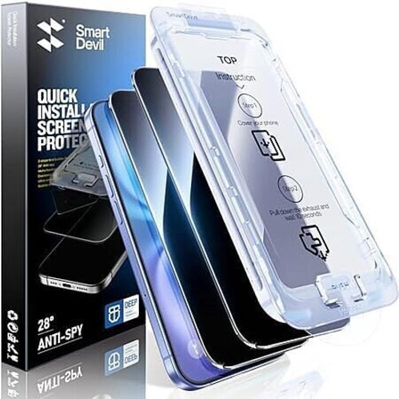 SmartDevil Tempered Glass Screen Protectors for iPhone 16/16 Pro Max - Stealth Privacy & Durability